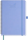 BEZEND 2026 Planner Weekly and Monthly (6" x 8.5" Spiral) Daily Calendar with Hourly Timeslots & Tabs (Jan-Dec) Note & Expenses, Pen Holder, Inner Pocket, Vegan Leather Softcover - Cornflower