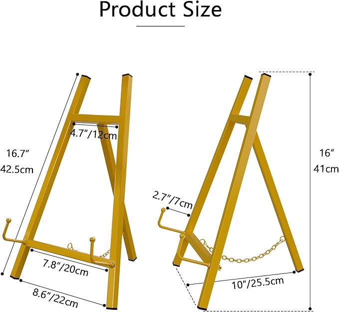 GALAGLAM Table Top Easels for Display, Metal Small Easel Stand for Display Tripod Art Picture Mirror Modern Plate Holder Floor Stands for Display Book Photo Wedding Sign(Gold)