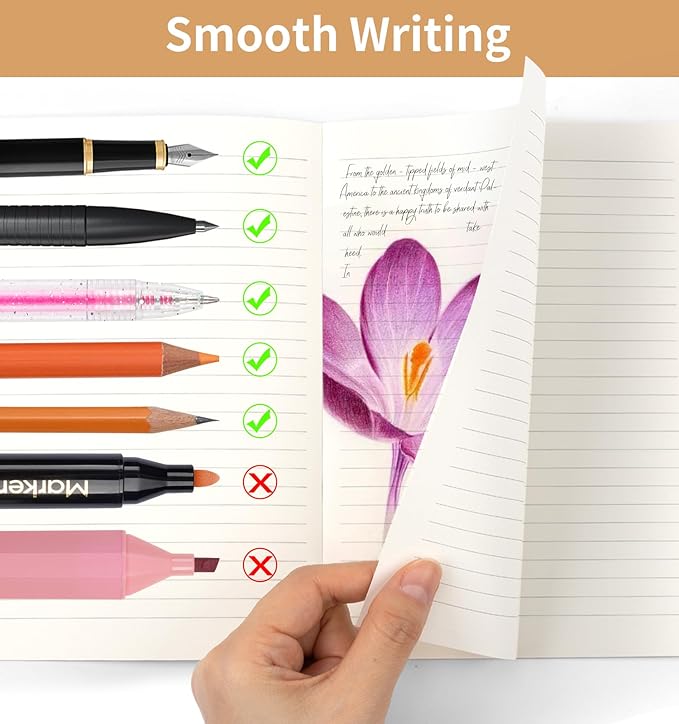 ALKALO 60 Pack Lined Notebook Journals Bulk, A5 College Ruled Composition Notebook, 8.3”x 5.5”, Kraft Cover with Rainbow Spines, 15 Colors 60 Pages for School Office Travel