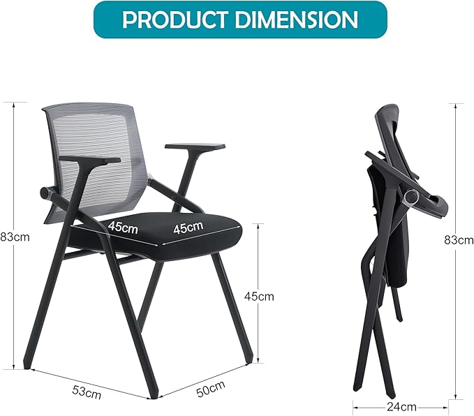 BLANEDUO Conference Room Chairs, Folding Office Desk Chair with Lumbar Support and Sliding Armrest, Stackable Office Guest Chairs & Reception Chairs(12 Pack)