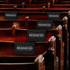 12 Pcs Reserved Seating Signs Reserved Chair Sign Printed Placeholder for Church Pew, Wedding, Party Events (Gold and White, 12 Pcs)