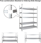 Amazon Basics 5 Shelf, High-Grade Aluminum, Silver, 60 x 24 x 78 Inch | Heavy Duty, 4000IBS, Adjustable, Storage, Shelving Unit