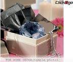 CLICK2GO 3” / 80 mm Light Blue Diamond Shaped Glass Crystal Paperweight – Home Office Decor & Wedding Favors Decoration with Gift Box