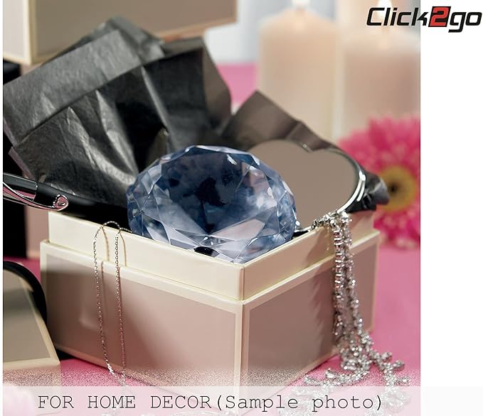 click2go 2” / 60 mm Diamond Shaped Glass Crystal Paperweight – Home Office Decor & Valentine's Day Gift Wedding Favors Centerpieces Decoration with Gift Box (Light Blue)