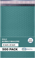 MAILERVIEW Green Small Bubble Mailers 4x8 Inch #000 | Thick Padded Poly Bubble Mailer Envelopes | 500 Pack Bulk | Trading Card Sports Card Shipping