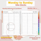SUNEE 2026 Appointment Book, Quarter-Hourly, Weekly & Monthly - from January 2026 - December 2026, 8.5"x11" Weekly Planner, Flexible Cover, Note Pages, Pockets, Bookmark, Spiral Binding, Pink Breeze