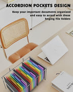 MAIMIS Plastic Expanding Hanging File Folders, 7 Pocket Extra Capacity Accordion Hang Folder, 1/5 Cut Adjustable Tabs, Multi-Color Lables, Letter Size for Filing Cabinet - 3 Pack
