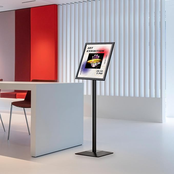 Golemas Sign Stand for Display, 11lbs Integrated Rod Heavy Duty Pedestal Floor Signage Stand Holder, for Outdoor or Indoor Advertising (8.5 x 11, Black)