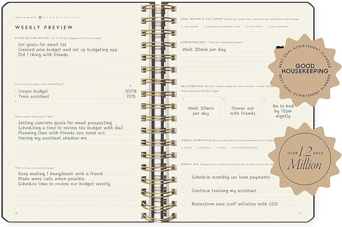 Full Focus Leather Coil Planner by Michael Hyatt - The #1 Daily Planner to Set Annual Goals, Increase Focus, Eliminate Overwhelm, and Achieve Your Biggest Goals - Hardcover (Eggplant)