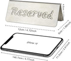 2 Pack Small Reserved Table Signs for Restaurants,Dinner Parties,Banquets,Events - Stainless Steel Table Tent Place Signs - 10 Year’s Use - Etched Design - Double Sided View - 4.7 x 1.9 In - (Sliver)
