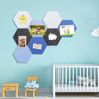 Uoisaiko 12" Large Bulletin Board with 30 Push Pins, Pack of 8 Hexagon Felt Pin Board Notice Boards for Home Office Kitchen, Felt Wall Tiles for Photos Memos