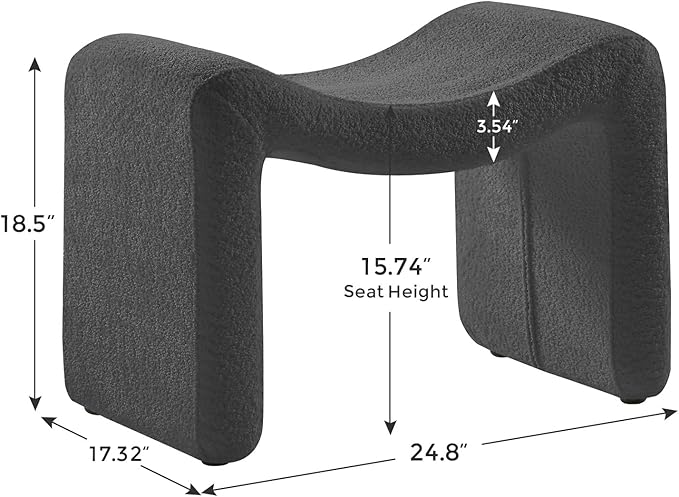 VANOMi Large Footstool Ottoman, Multi-Functional Modern Foot Stool, Sofa Footrest Extra Seating for Living Room, Entryway, Hallways and Bedrooms, Large, Dark Gray