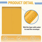 Motipuns 100 Pcs 14" x 18" Extra Large Mailing Envelopes 32lb with Gummed Flaps, Catalog Jumbo Craft Envelopes for Mailing, Storage and Organizing Documents Office Supplies(Yellow)
