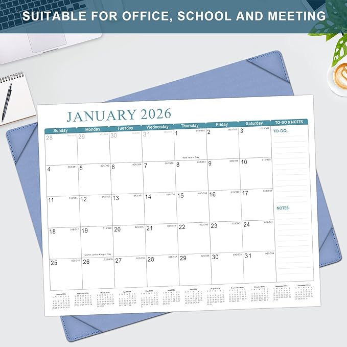 Desk Calendar 2026, KOPEESY New Year Large Desk Calendar with Desktop Mat, 18 Months from January 2026 - June 2027, 22” x 17” Desktop Monthly Planner for Home or Office School