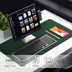 Leather Desk Pad Protector, 47.2'' x 23.6'', Suede Base Desk Blotter, Non-Slip Office Mat, Waterproof Writing Pad for Office and Home - Blackish Green