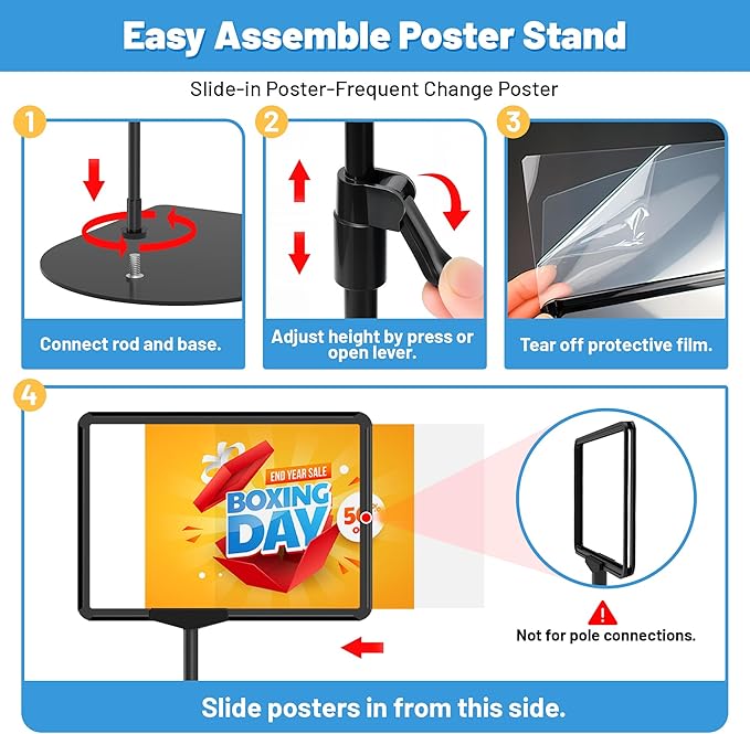 VAIIGO 6Pack Sign Stand for Display 8.5 x 11, Adjustable Poster Stand for Table Top & Floor, Floor Standing Sign Holder, Signage Stands for Business, Tradeshow, Store, Farm Display Stands