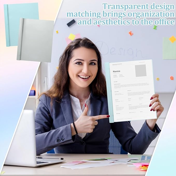 6 PCS Retro Plastic Report Covers with 3 Prongs Clear Front Presentation Folders 3 Prong Folders for Resume Portfolio Document Report Letter Proposal School Classroom Office Supplies (Vintage)