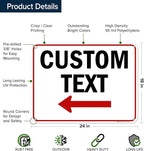 Custom Arrow,Custom Directional Sign, Left Arrow,18x24 Inches, 55 mil thick HDPE (high density polyethylene) Made in USA by My Sign Center