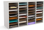 Safco Literature Organizer, 36 Compartments, Office and Classroom Mailbox with Adjustable Shelves, Wood Paper and Mail Sorter, Modern Gray