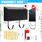 Yaocom Small Cast Wall Mount Mailbox for Outside Metal Mailbox with Newspaper Hooks Heavy Duty Rustproof Wall Mounted Mailbox Galvanized Steel Post Box Large Capacity 16” x 8.25” x 4.25” (Black)