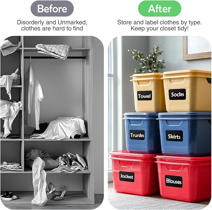 100Pcs Large Black Labels for Storage Bins,6x4 Inch Removable Labels,Large Labels for Blank Box,Strong Adhesive Tear Resistant No Residue Blank Labels(Black)