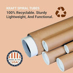 AVIDITI Cardboard Tubes with Caps, 24"L x 2"W x 2"H, Pack of 50 | Poster Tube for Mailing and Storage of Blueprints, Artwork, Crafts, Long Art Holder, 24 inches
