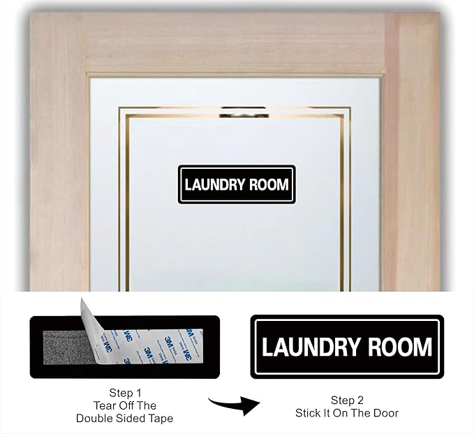 Laundry Room Sign, Premium Durable Acrylic Material, Super Strong Adhesive, Quick Installation, Suitable for Your Home and Business (9 × 3 Inches, Black)