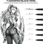Ohuhu Colored Fineliner Drawing Pens: 18 Packs Fineliners 11 Colored Pens & 7 Assorted Point Sizes Black Micro Pen Waterproof for Drawing Sketching Anime Manga Artists Beginners - Hana Highway