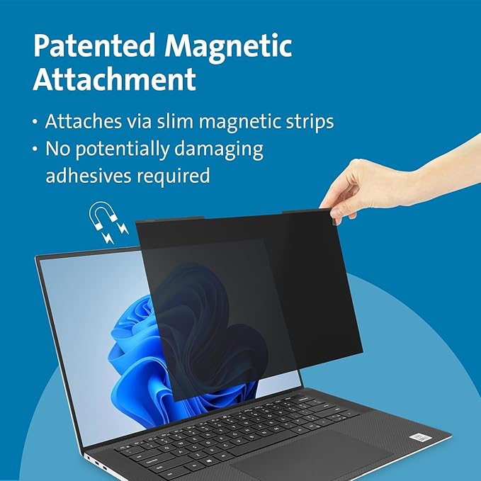 Kensington MagPro™ Magnetic Laptop Privacy Screen 14 inch, Removable 16:10 Laptop Privacy Filter, Anti-Glare, Blue Ray Reduction, Compatible with HP/Dell/Acer/Asus/Samsung/Lenovo (K55254WW)