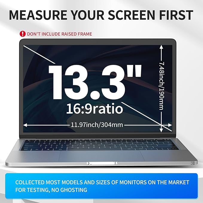 GUDTEKE Laptop Privacy Screen 13.3 inch, 9H Hanging Privacy Screen for Laptop for 16:9, Acrylic HD Eye Protection Anti Glare Blue Light Laptop Screen Privacy Filter