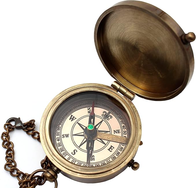 US HANDICRAFTS Home is Wherever Engraved Brass Compass with Wooden Case | Romantic Anniversary, Engagement, Wedding Gift for Boyfriend, Husband, & Loved Ones, for Him or Her