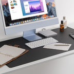 Nekmit Leather Desk Blotter Pad 36 x 20 Inches, Flat, Non-Slip, Waterproof, Black