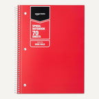 Amazon Basics Wide Ruled Spiral Notebook, 70 Sheets, 7-1/2" x 10-1/2", 3 pack, Assorted Primary Solid Colors