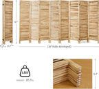 Room Dividers and Folding Privacy Screens, Wood Louvered Separators Divider Wall for Home Office Bedroom - 8 Panels (Natural)