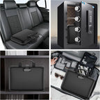 Fireproof File Organizer with Lock, Hard-Shell Case Fireproof Document Box with 13 Pockets Accordion File Folder, Important Document Organizer for Letter A4 Files Laptop Passports (Black)