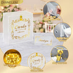 DIWNELEM Acrylic Wedding Card Box with Lock String Light Frosted Large Card Box for Wedding Letter Box Envelope Box Acrylic Gift Card Box Money Box for Party Birthday Reception