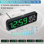 Peakeep Large Display Digital Alarm Clock for Bedrooms, Date Day of Week Desk Table Clocks for Living Room Office, Dimmable Plug in Electric Clock, 5 Volumes, Loud, Auto DST