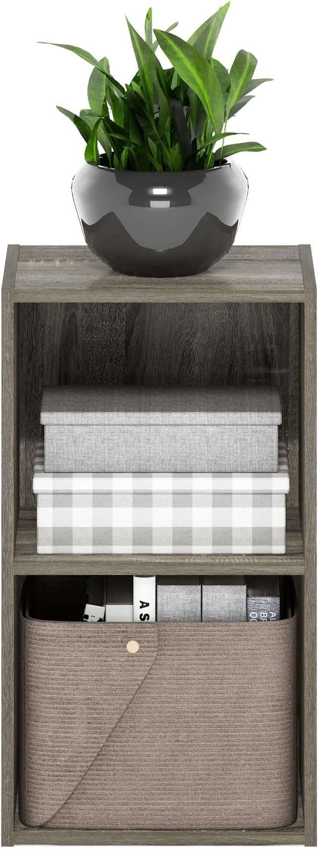 Furinno PASIR Book Shelf, 2-Tier Modern Bookshelf, Open Shelves Bookcase 9 x 12 x 21, for Living Room, Bedroom, Home Office, French Oak