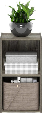 Furinno PASIR Book Shelf, 2-Tier Modern Bookshelf, Open Shelves Bookcase 9 x 12 x 21, for Living Room, Bedroom, Home Office, French Oak