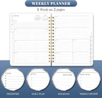 2026 Planner 8.5 x 11, Large Weekly Monthly Planners with Tabs, A4 Spiral Bound Daily Calendar 2026 Planner, 12 Month Agenda from Jan. to Dec., Flexible Cover Appointment Book(Blue Tarrow)