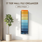 SUPEASY 17-Tier Wall File Holder Organizer with Hooks, Mesh Hanging File Organizer, Mail Organizer Wall Mounted for Papers, Folders, Office Magazine Rack, Black