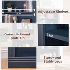 RWYHG 70" Blue Tall Bookshelf,5-Tier Thick Wooden Book Shelf with Adjustable Shelves,Free Standing Farmhouse Bookcase with Open Display Storage,Floor Vintage Bookshelves for Living Room,Office