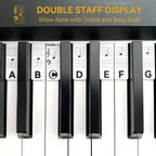 BEATBIT Piano Notes Guide for Beginner, Removable Piano Keyboard Note Labels for Learning, 88-Key Full Size, Made of Silicone, No Need Stickers, Reusable and Comes with Box (Classic Black）