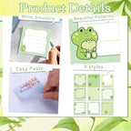 Lovarywow Frog Sticky Notes Gifts - 9 Pack Cute Frog Sticky Notes 3x3 Inch Cartoon Funny Self-Stick Notepads Novelty Animals Post Pads Gifts for Women Men School Office Supplies 450 Sheets