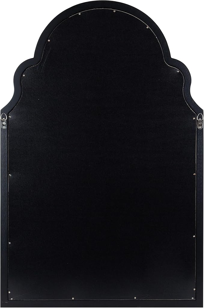 Kate and Laurel Hogan Farmhouse Framed Arch Fabric Pinboard, 24 x 36, Black, Decorative Bulletin Board with Moroccan Arch and Linen Fabric Pinning Surface for Wall