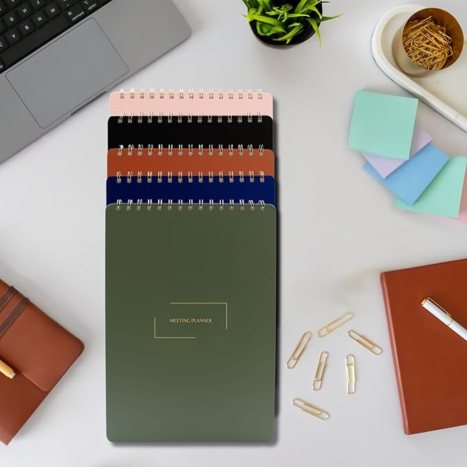 Merely Home | Meeting Notebook for Work | 8.25" x 11.75" | Project Planner | Simple Design | Multiple Layouts | Office and Business Planner (Navy, Meeting Planner - Portrait)