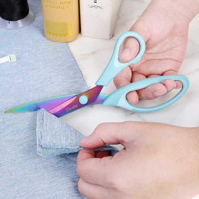 8.5" Scissors All Purpose, Multipurpose Office Scissors Set, Titanium Coating Sharp Blade, Soft Comfort-Grip, Ideal for Fabric, School, Home, Craft & Sewing, Right/Left Handed, Assorted Color, 3 Pack