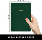 PAPERAGE 2026 Weekly & Monthly Planner, 12 Months (January 2026 - December 2026), 5.6 in x 8 in, Hardcover 2026 Planner with Weekly & Monthly Spreads, Note Pages, Stickers & Back Pocket – Dark Green