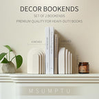 Decorative Bookends for Shelves, Set of 2 Book Ends for Heavy Books, Layered Arch Design Beige Bookend