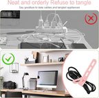 Donruby 24Pcs Silicone Cable Ties - Reusable & Washable with Locking Buckles, Adjustable Fastening Cable Management Straps, Multi-Purpose High Elasticity Cord Organizer (Pink)